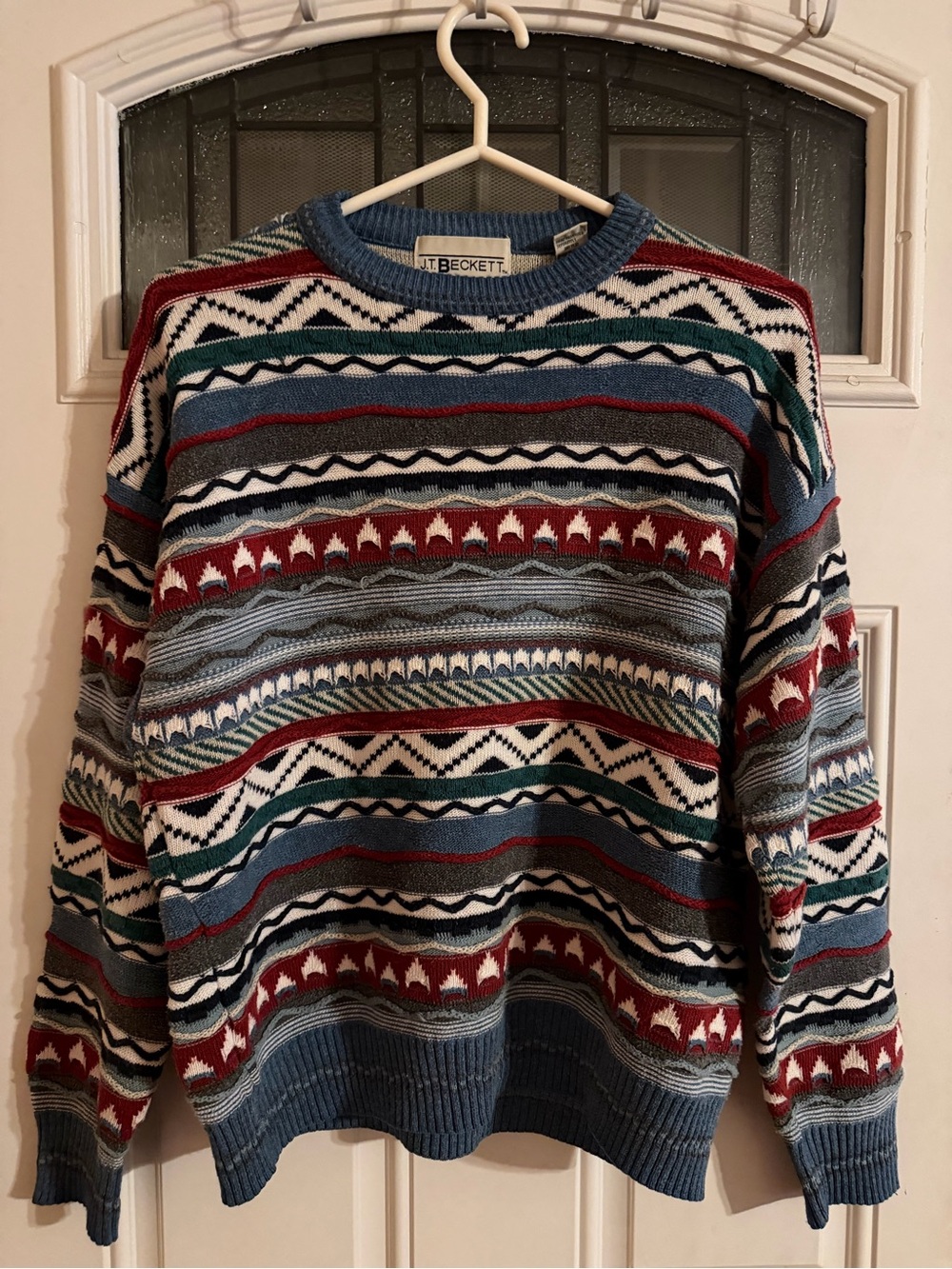 J.T. Beckett Men’s Multicolor Patterned Crewneck Sweater